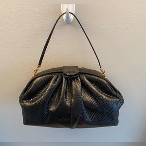 Judith Leiber vintage black leather bag